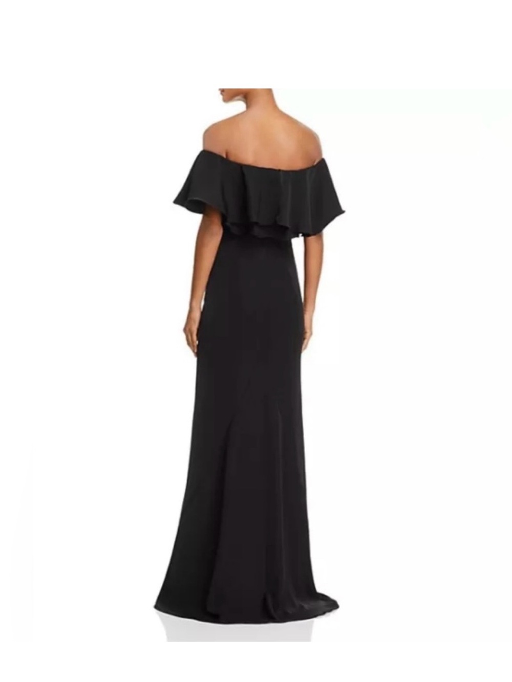 Off-the-Shoulder Black Strapless Ruffle Gown - Picture 2 of 5